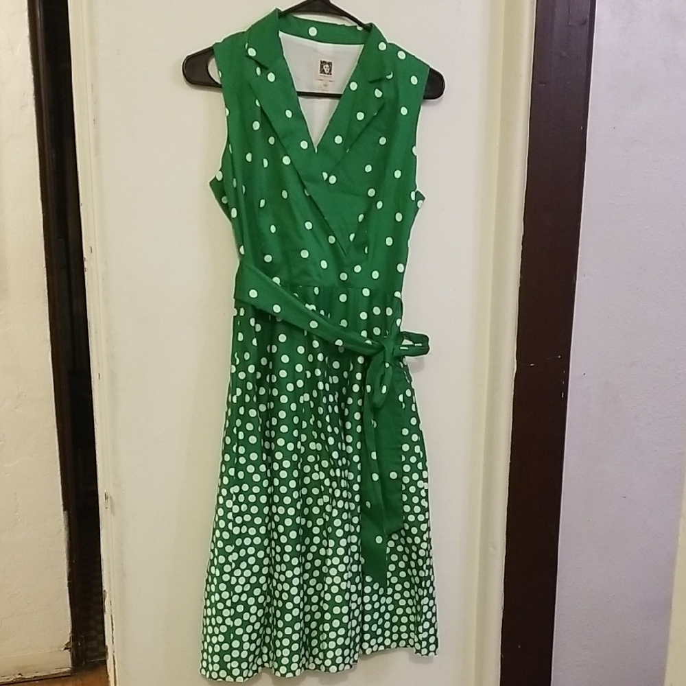 Green Polka Dot Wrap Dress